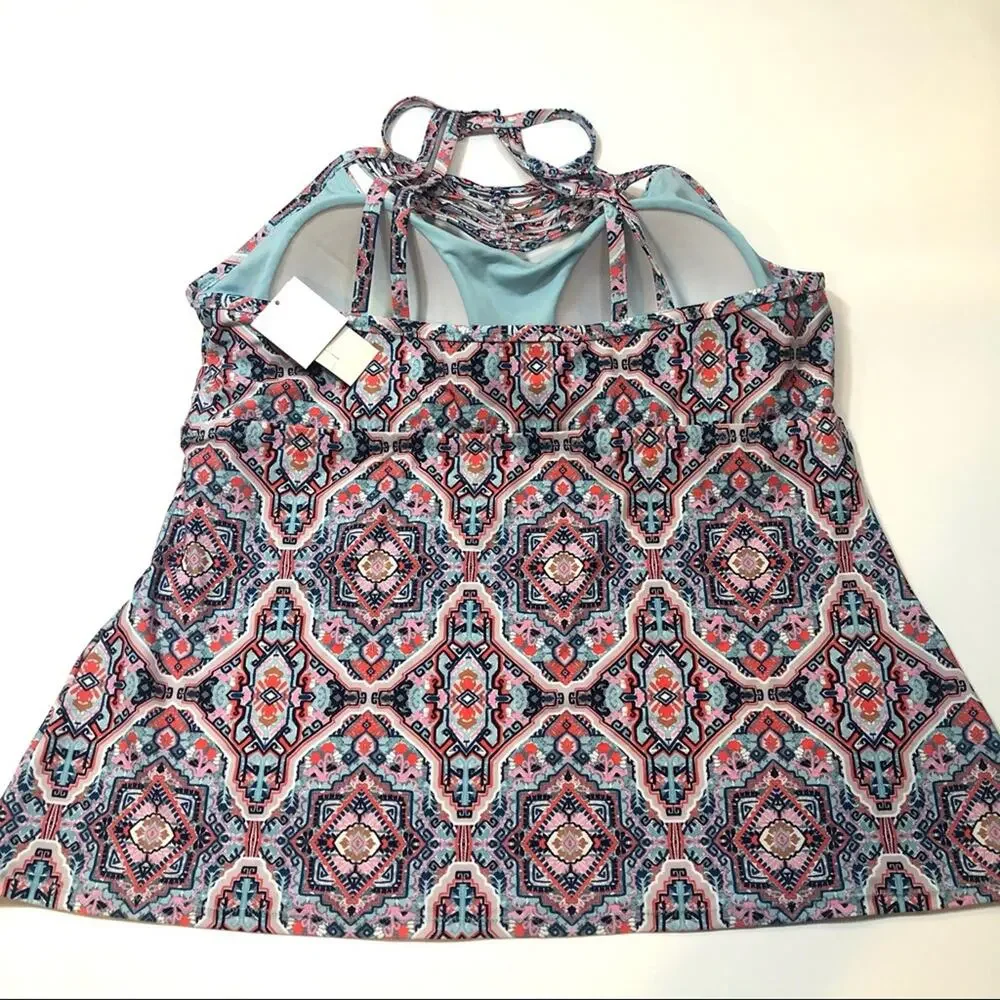 RAISINS CURVE BOA halter TANKINI swim top 24W